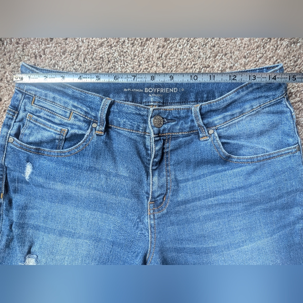 Chicos The Platinum Mid-Rise Stretch Denim Boyfriend Jeans Size 0 - Picture 9 of 10